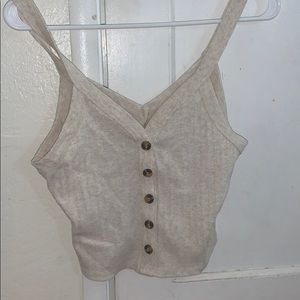 Beige button tank top